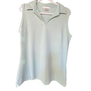 Nike golf Vneck polo tank size XL green/gray pinstripe